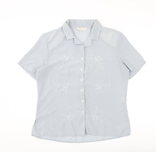 Bonmarché Womens Blue Polyester Basic Button-Up Size 16 Collared