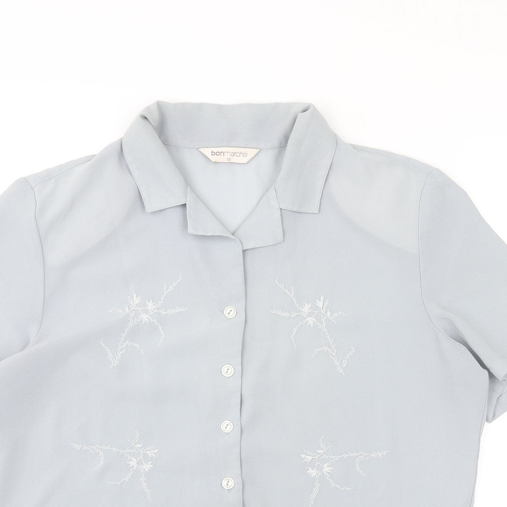 Bonmarché Womens Blue Polyester Basic Button-Up Size 16 Collared