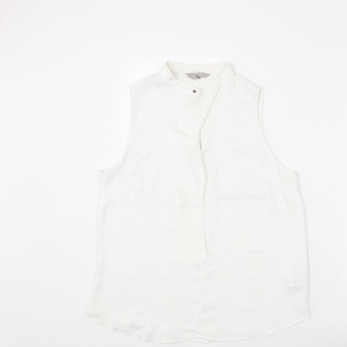 H&M Womens White Polyester Basic Blouse Size 14 Mock Neck