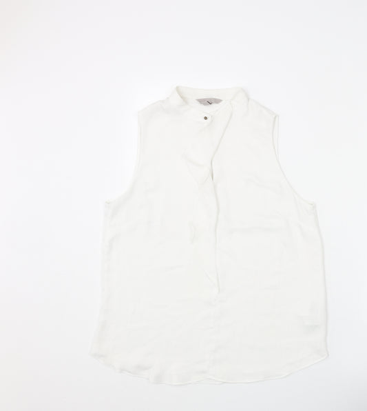 H&M Womens White Polyester Basic Blouse Size 14 Mock Neck