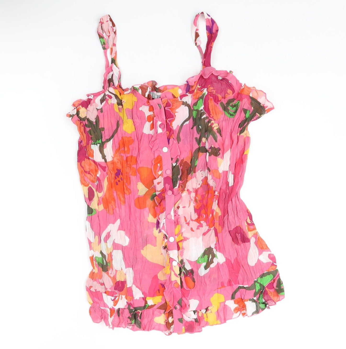 Per Una Womens Pink Floral Polyester Camisole Blouse Size 20 Square Neck
