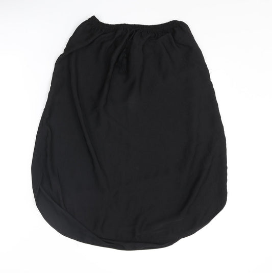 H&M Womens Black Polyester A-Line Skirt Size 6 Drawstring