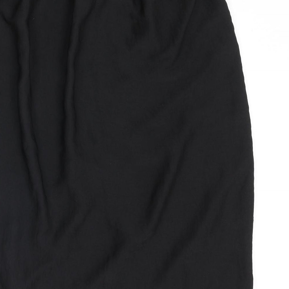 H&M Womens Black Polyester A-Line Skirt Size 6 Drawstring