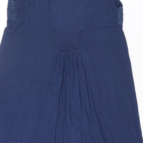Marks and Spencer Womens Blue Viscose Tank Dress Size 10 Round Neck Pullover