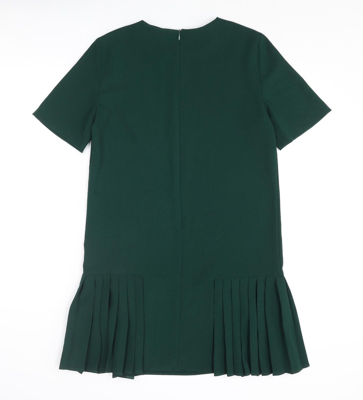 Zara Womens Green Polyester Shift Size XS Round Neck Zip