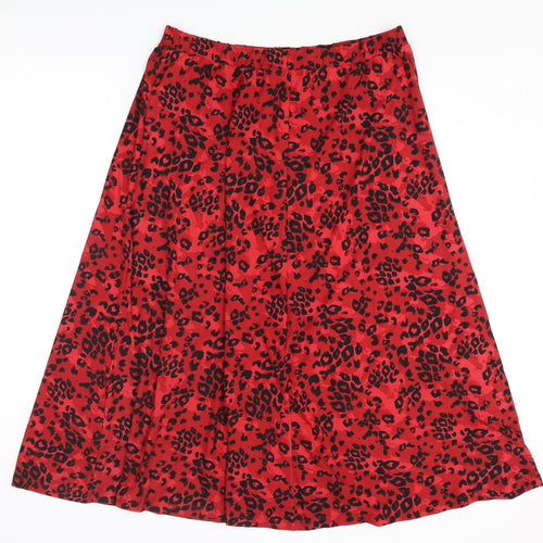 Cotton Traders Womens Red Animal Print Viscose A-Line Skirt Size 18