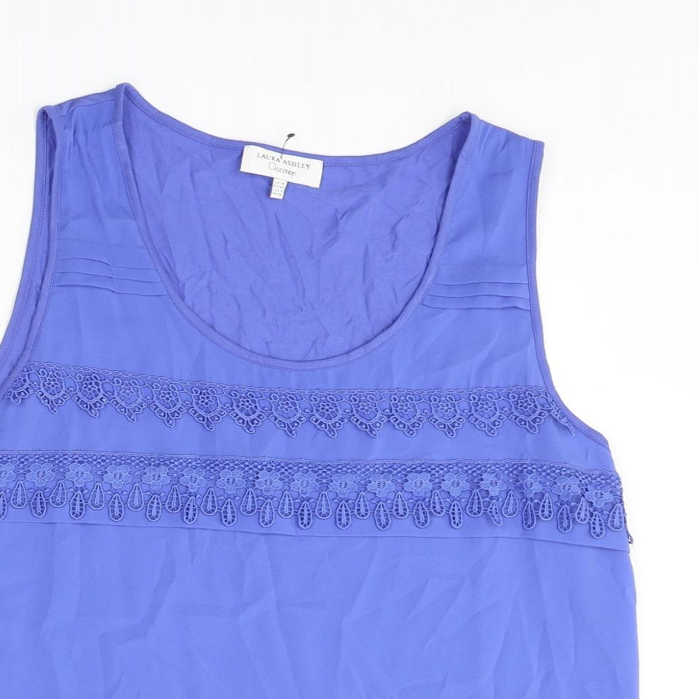 Laura Ashley Womens Blue Viscose Basic Tank Size 18 Round Neck