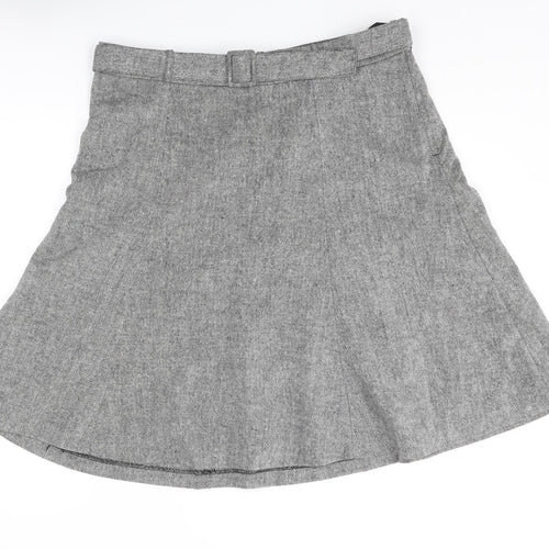 H&M Womens Grey Wool A-Line Skirt Size 18 Zip