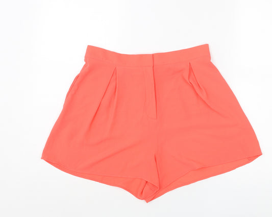 Topshop Womens Pink Polyester Basic Shorts Size 12 L3 in Regular Zip