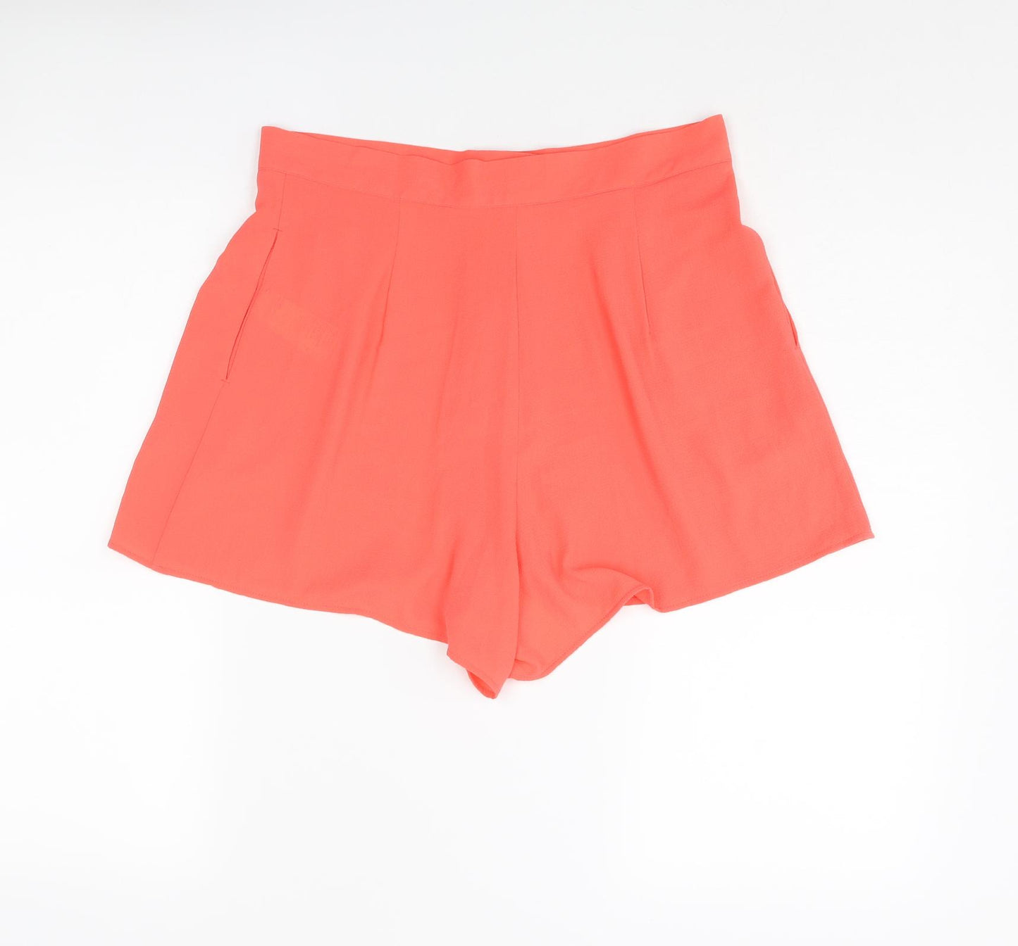 Topshop Womens Pink Polyester Basic Shorts Size 12 L3 in Regular Zip