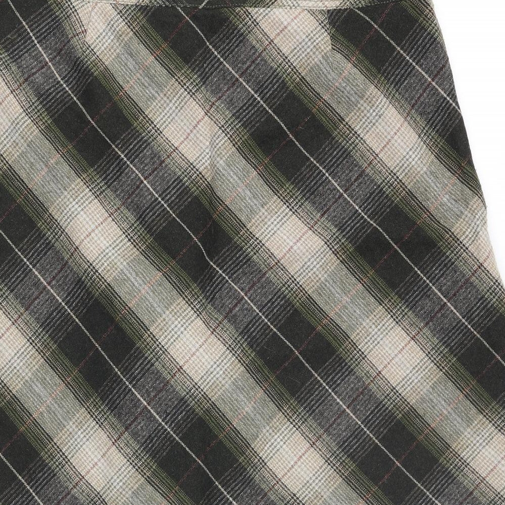 Mexx Womens Green Plaid Acrylic A-Line Skirt Size 18 Zip