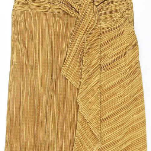 ASOS Womens Yellow Polyester Pleated Skirt Size 10 Zip