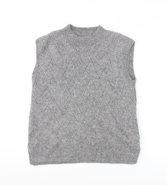 Marks and Spencer Womens Grey Mock Neck Acrylic Vest Jumper Size XS