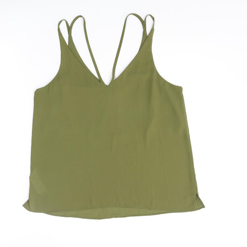 Topshop Womens Green Polyester Basic Tank Size 10 V-Neck