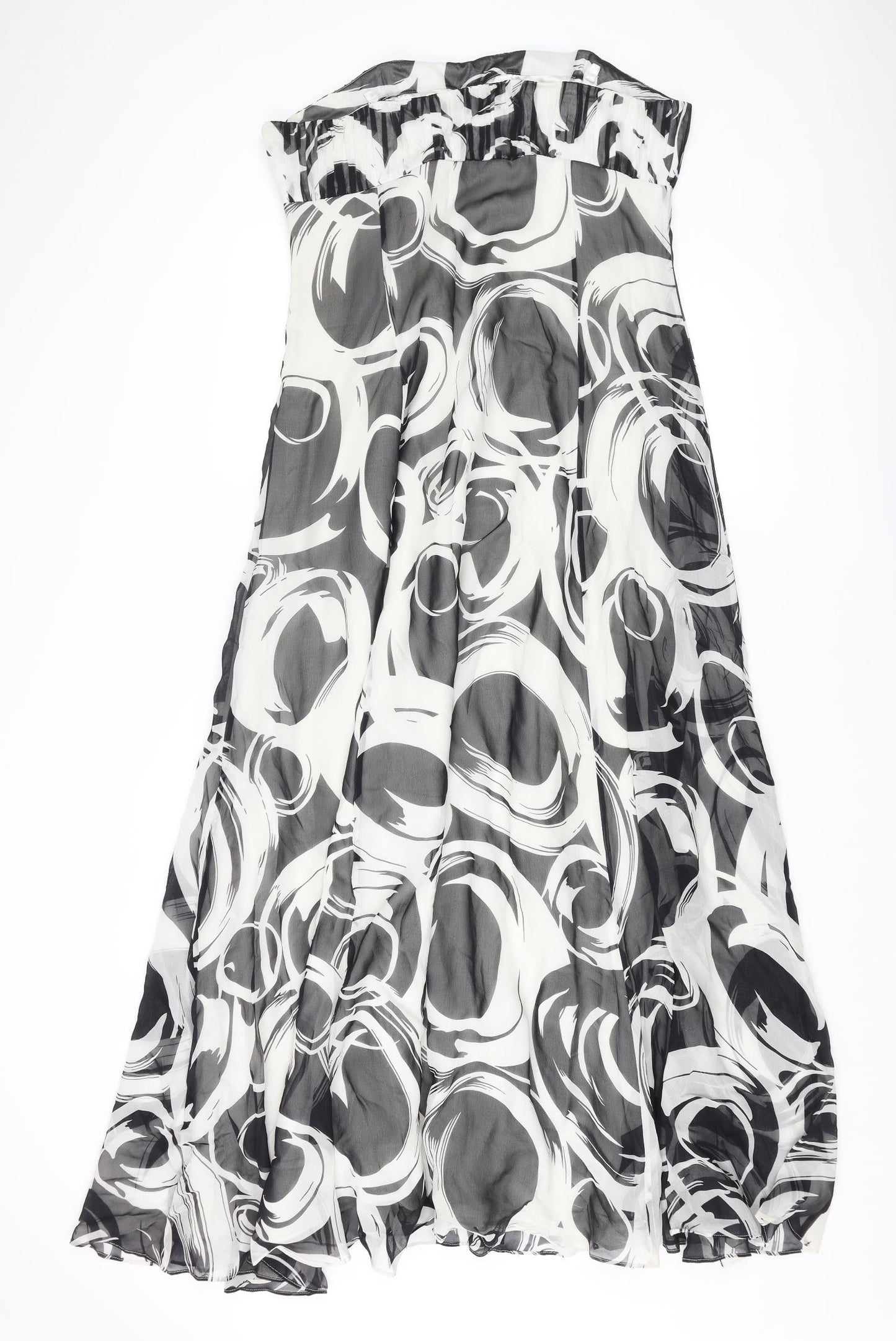 Coast Womens Black Geometric Silk Ball Gown Size 18 Off the Shoulder Zip