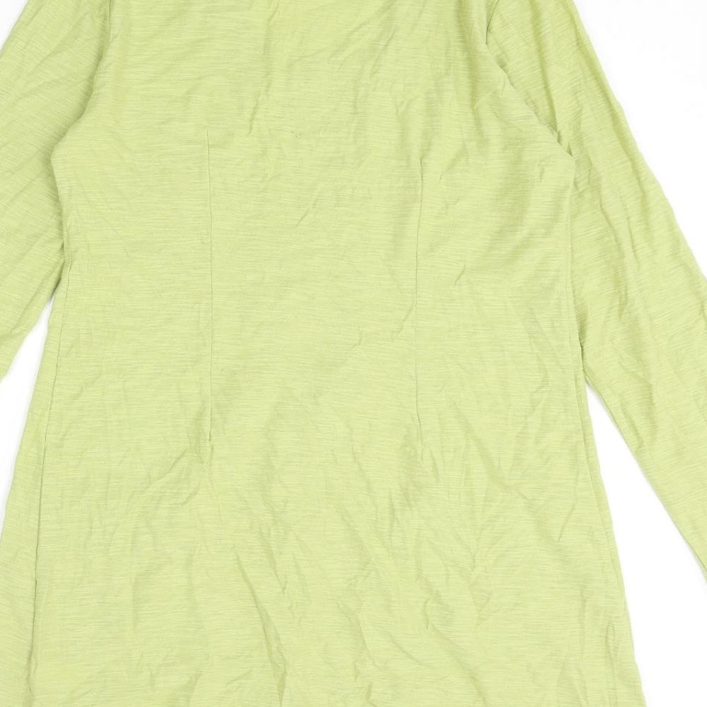 Tara Clothing Womens Green Cotton Jumper Dress Size 10 Scoop Neck Pullover