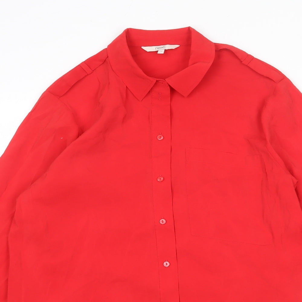 NEXT Womens Red Modal Basic Button-Up Size 10 Collared