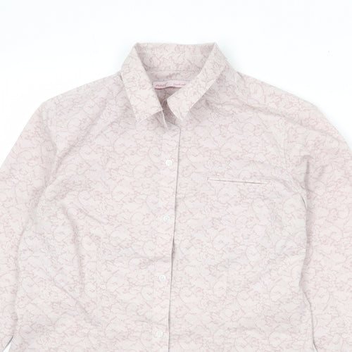 NEXT Womens Pink Geometric Cotton Basic Button-Up Size 12 Collared