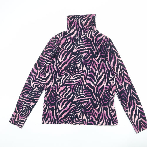Ellie B Womens Multicoloured Geometric Polyester Basic Blouse Size L Mock Neck