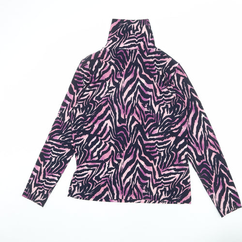 Ellie B Womens Multicoloured Geometric Polyester Basic Blouse Size L Mock Neck