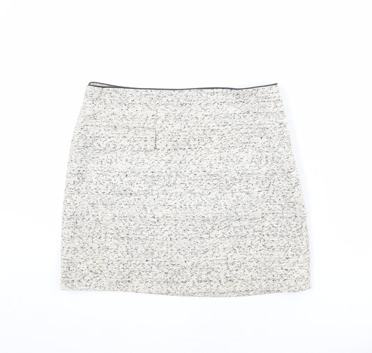 NEXT Womens Beige Cotton A-Line Skirt Size 12 Zip