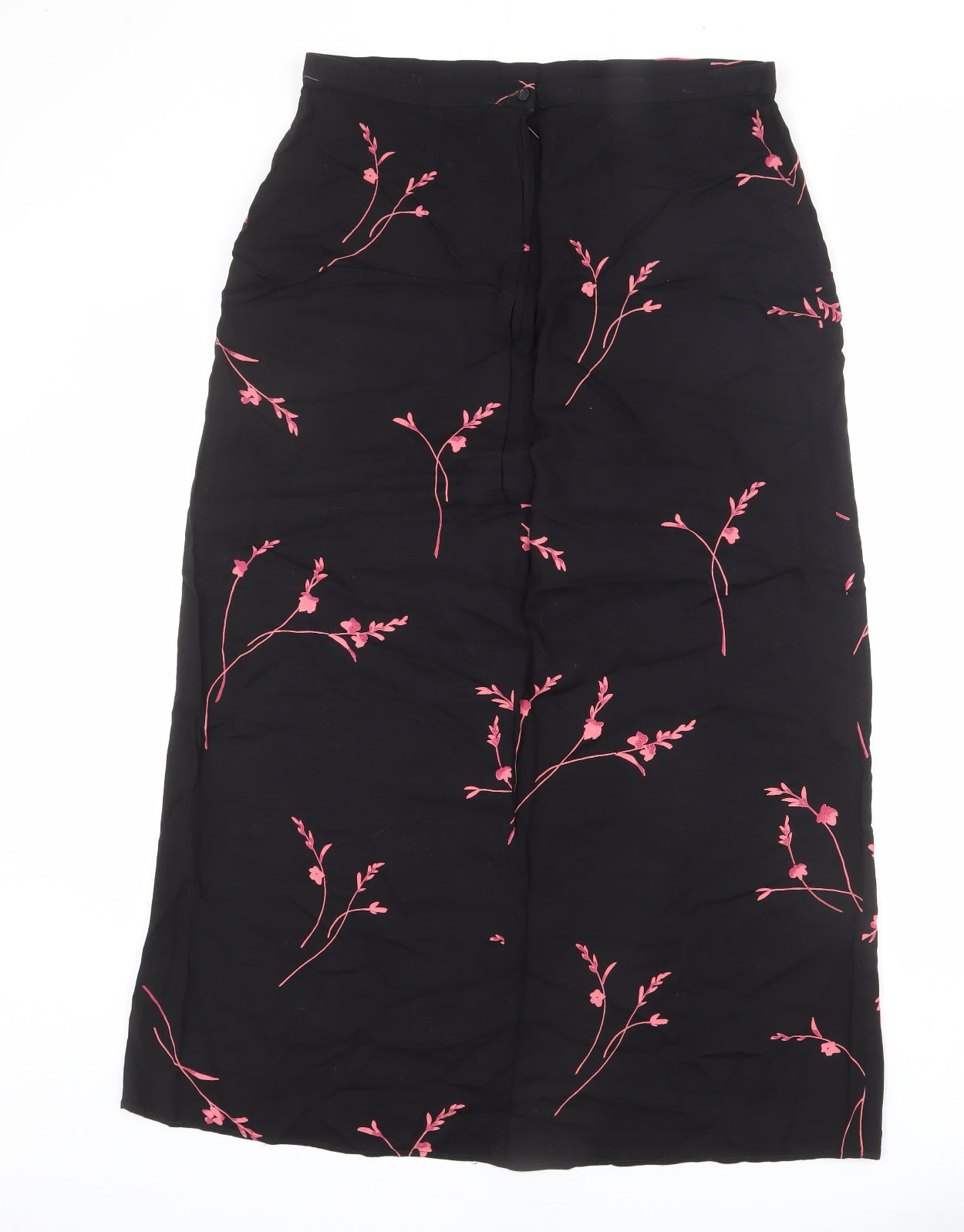 Dorothy Perkins Womens Black Floral Viscose A-Line Skirt Size 16 Zip