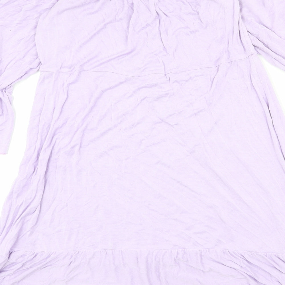 Boohoo Womens Purple Viscose Mini Size 14 Boat Neck Pullover