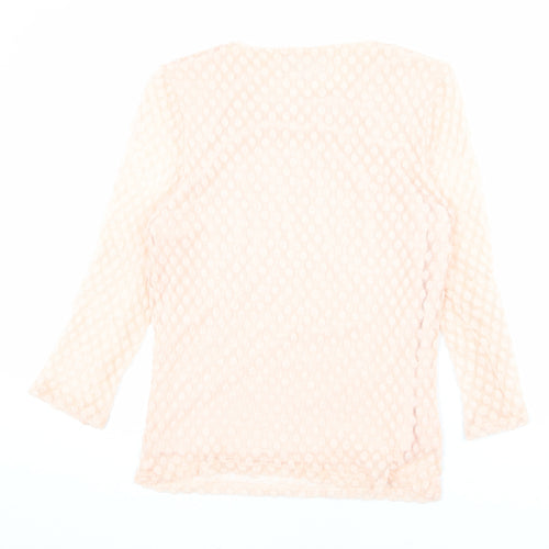 Viyella Womens Pink Polka Dot Polyester Basic Blouse Size M Round Neck