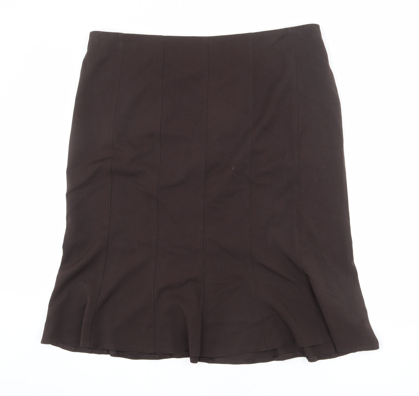 Bonmarché Womens Brown Polyester A-Line Skirt Size 18 Zip