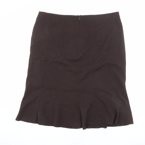 Bonmarché Womens Brown Polyester A-Line Skirt Size 18 Zip