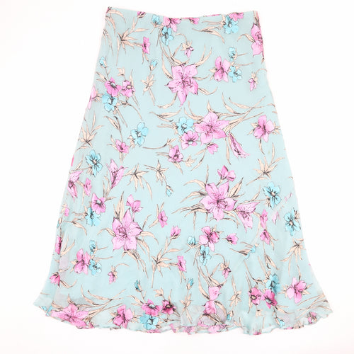 Viyella Womens Blue Floral Polyester A-Line Skirt Size 18
