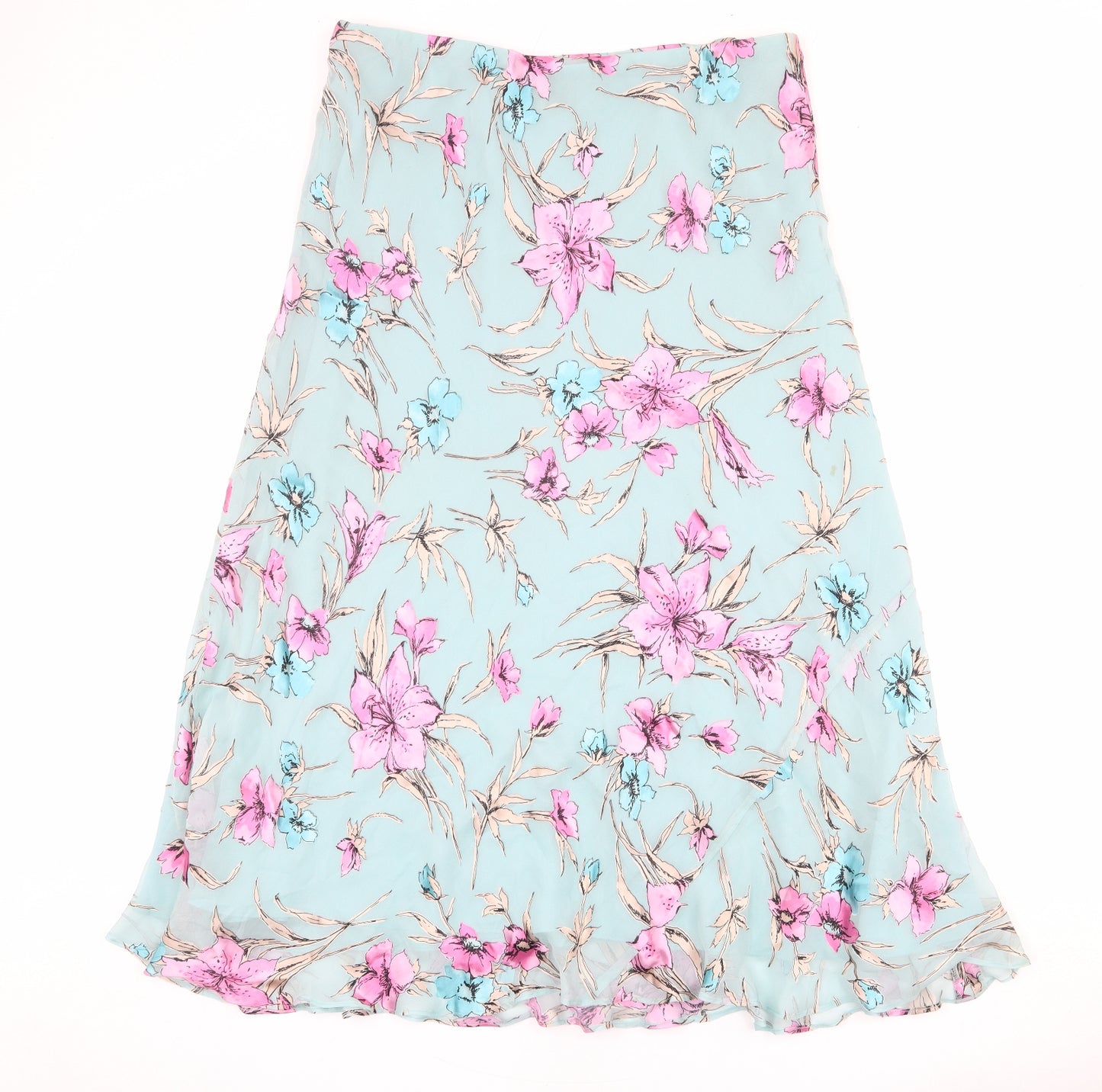 Viyella Womens Blue Floral Polyester A-Line Skirt Size 18