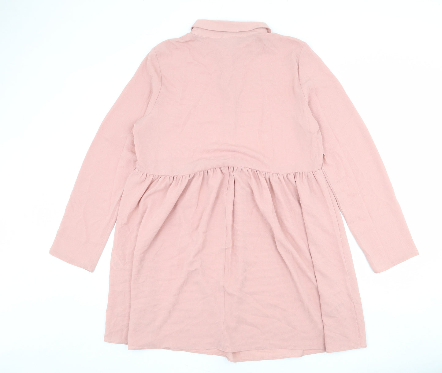 ASOS Womens Pink Polyester A-Line Size 16 Collared Button