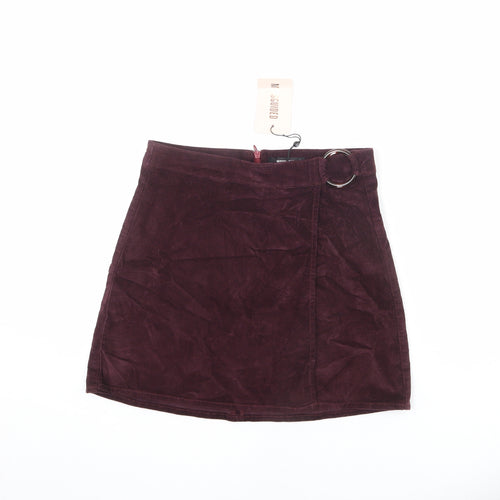 Missguided Womens Red Cotton A-Line Skirt Size 10 Zip