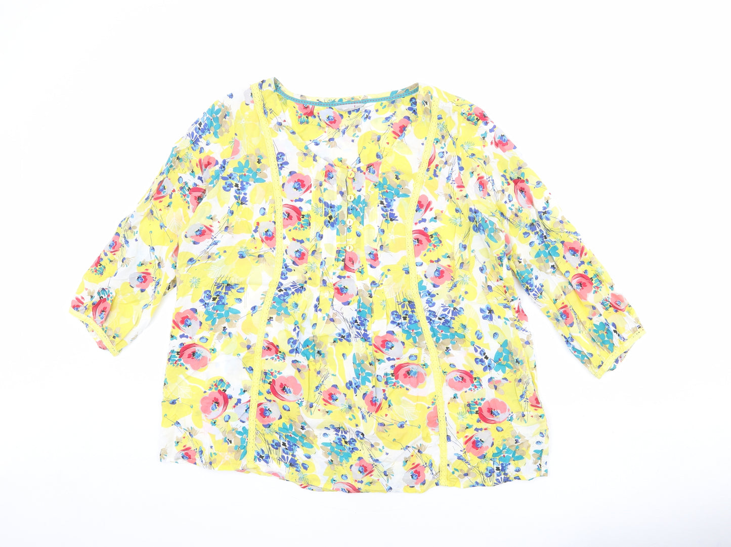 Per Una Womens Multicoloured Floral Viscose Basic Blouse Size 18 Round Neck