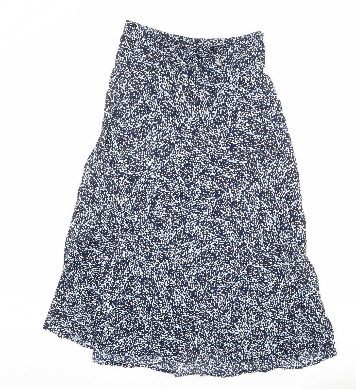 Marks and Spencer Womens Blue Geometric Viscose A-Line Skirt Size 8