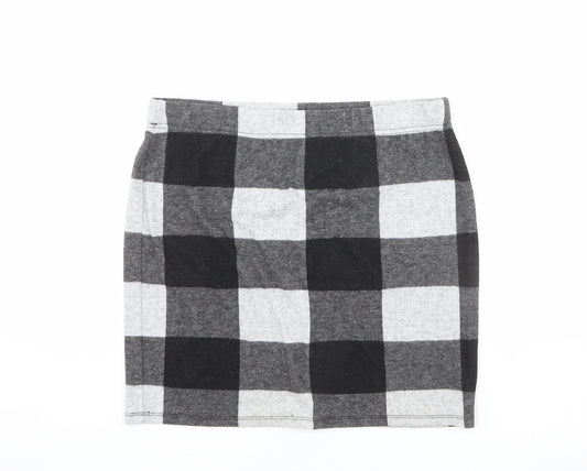 Select Womens Grey Plaid Polyester Mini Skirt Size 14