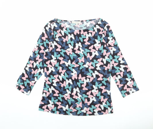 Hobbs Womens Multicoloured Geometric Viscose Basic T-Shirt Size 10 Round Neck - Butterfly Pattern