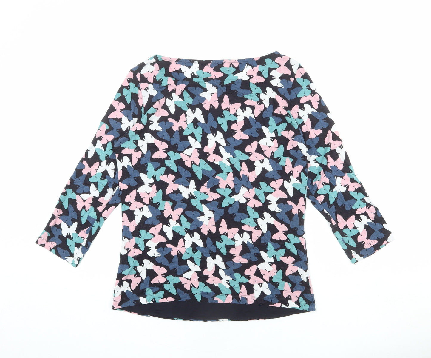 Hobbs Womens Multicoloured Geometric Viscose Basic T-Shirt Size 10 Round Neck - Butterfly Pattern