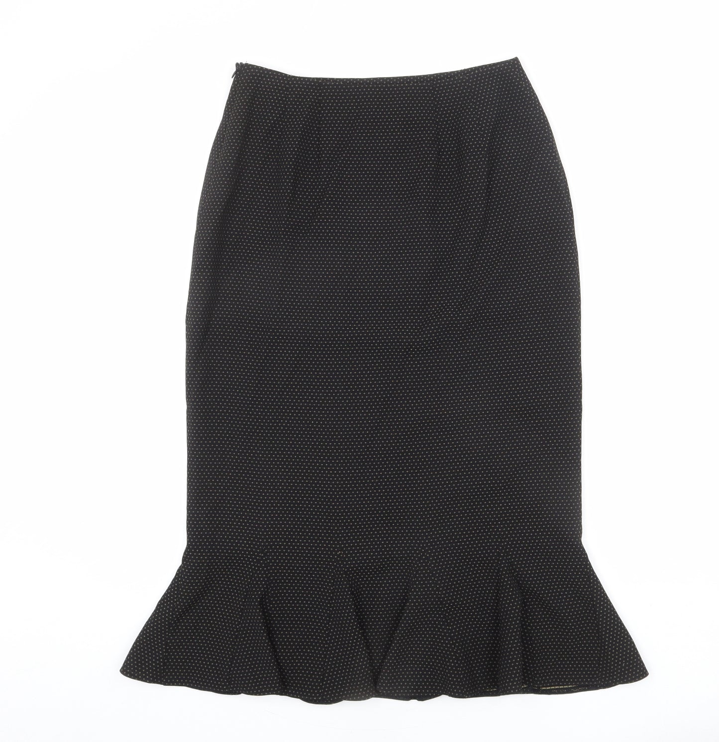 Alex & Co Womens Black Polka Dot Polyester Trumpet Skirt Size 10 Zip