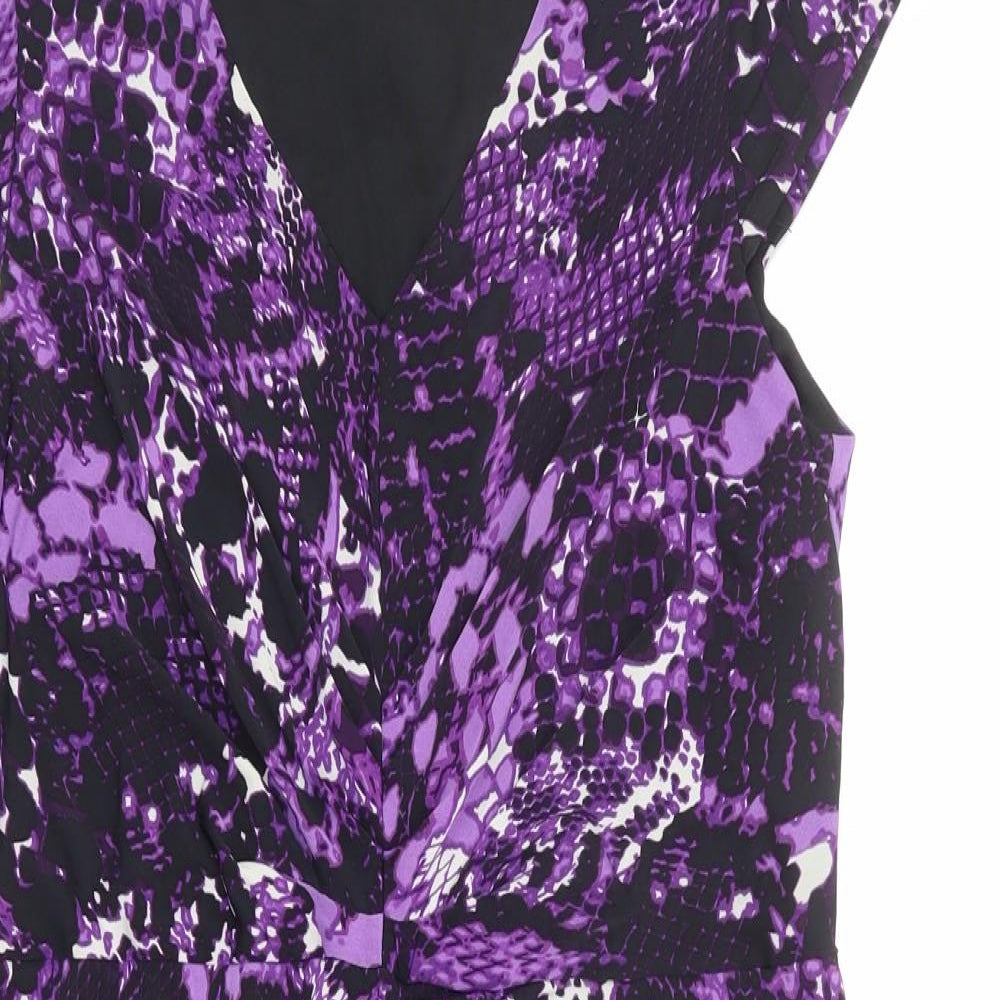Planet Womens Multicoloured Animal Print Polyester Shift Size 16 V-Neck Pullover - Snakeskin pattern