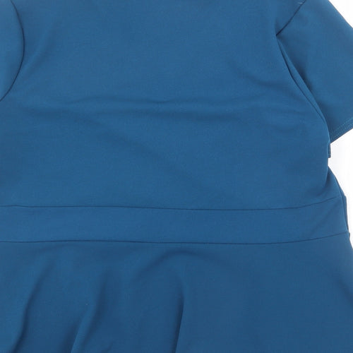 Quiz Womens Blue Polyester Basic Blouse Size 20 V-Neck