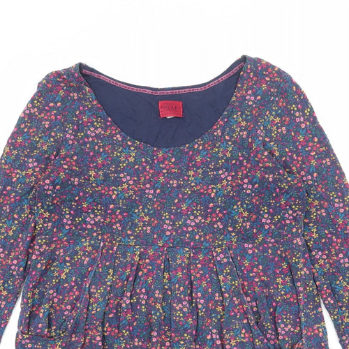 Joules Womens Multicoloured Floral Viscose Jumper Dress Size 16 Scoop Neck Pullover