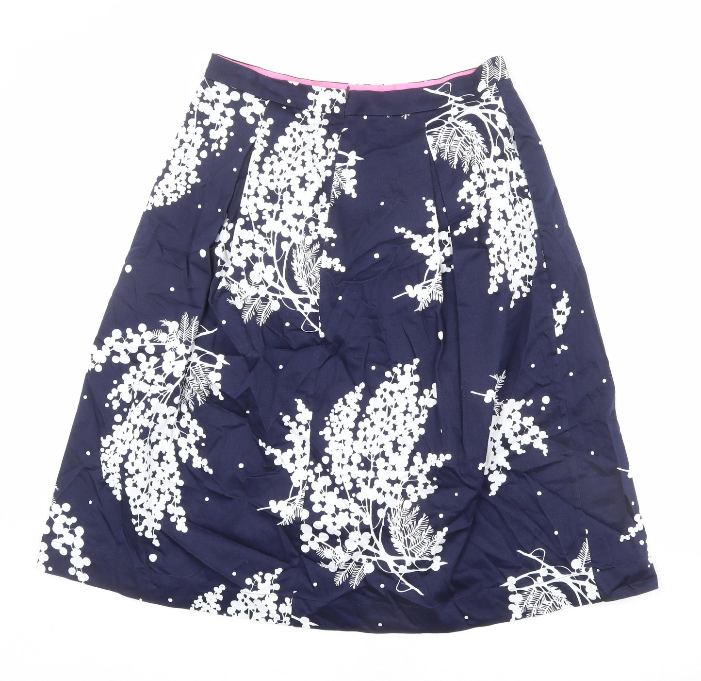 Boden Womens Blue Floral Cotton A-Line Skirt Size 14 Zip