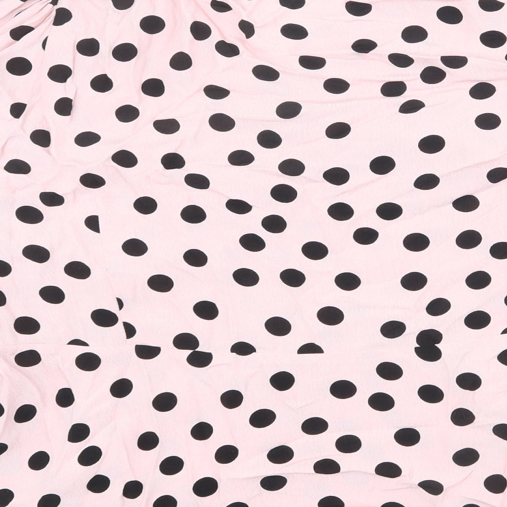 Marks and Spencer Womens Pink Polka Dot Viscose Basic Blouse Size 22 V-Neck
