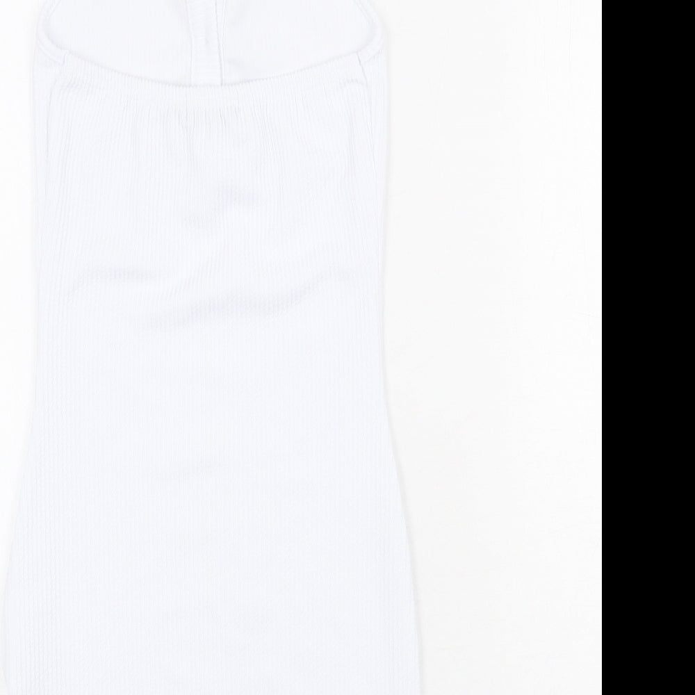 PRETTYLITTLETHING Womens White Polyester Mini Size 8 Halter Button