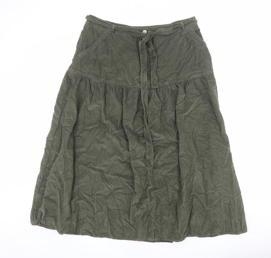 Per Una Womens Green Cotton A-Line Skirt Size 14 Zip
