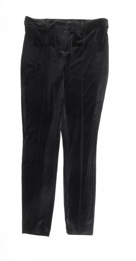 NEXT Womens Black Polyester Trousers Size 10 L26 in Regular Zip