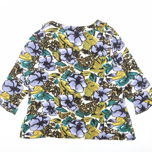 Jenny Loyd Womens Multicoloured Floral Viscose Basic T-Shirt Size XL V-Neck