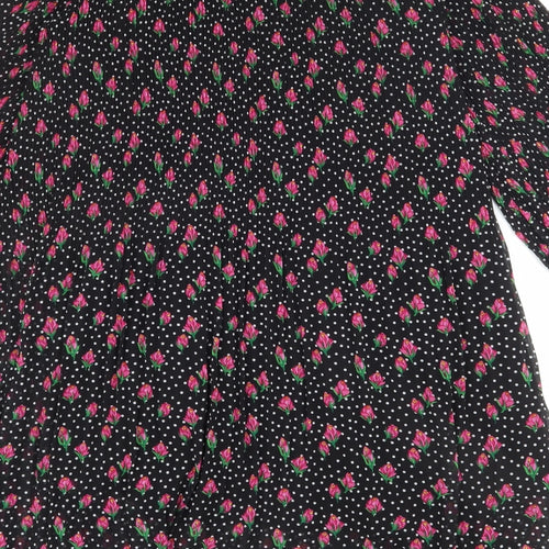 Sfera Womens Black Geometric Polyester A-Line Size S V-Neck Lace Up